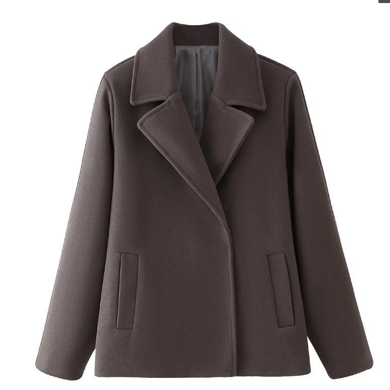 Elegant Gray Double Breasted Charm Coat