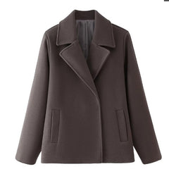Elegant Gray Double Breasted Charm Coat