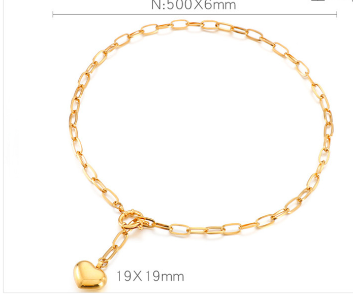 Heart Brushed Alloy Chain Necklace