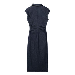 Denim Midi Slim Fit Shirt Dress
