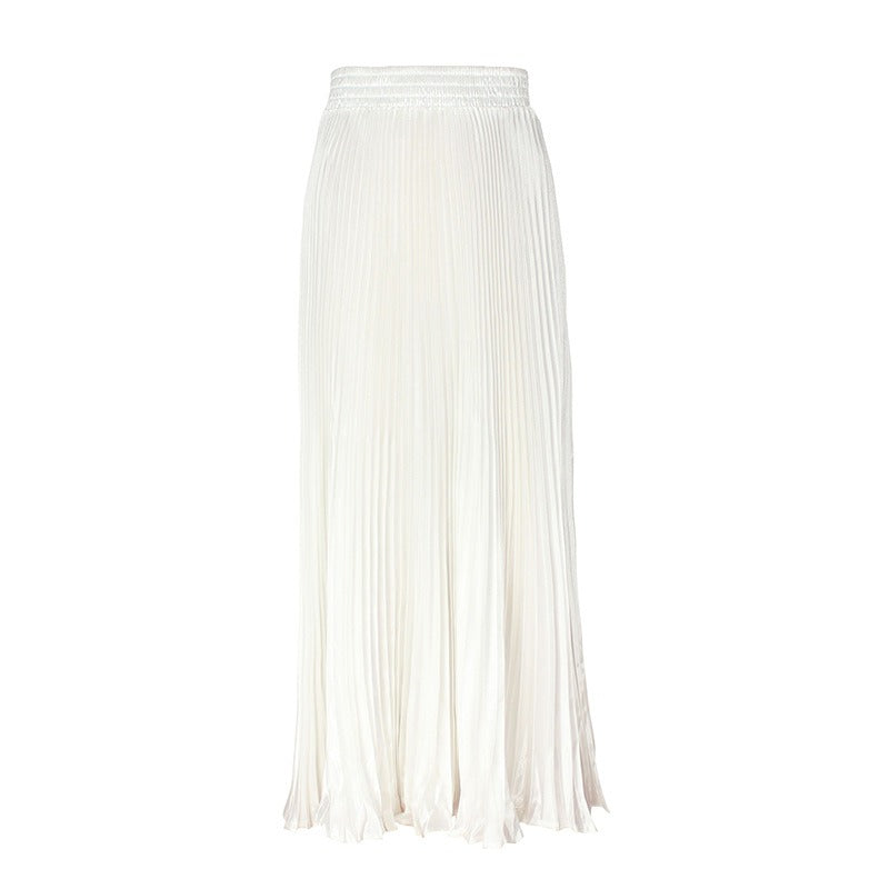 Glossy Pleated Accordion Skirt