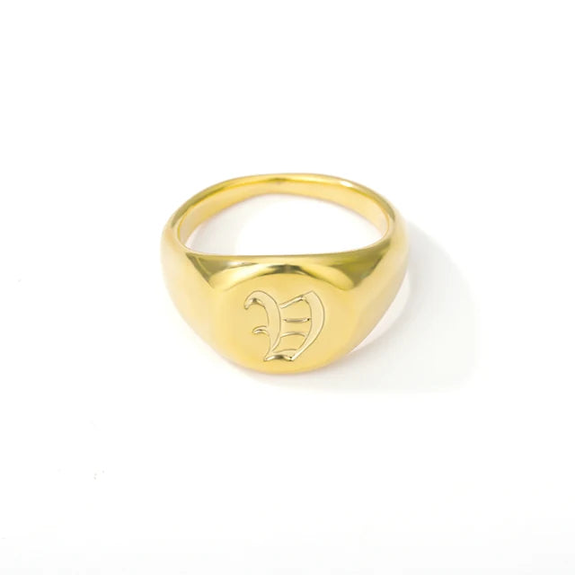 Stainless Steel A-Z Letter Initial Rings