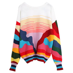 Casual Sunset Long Sleeve Loose Sweater