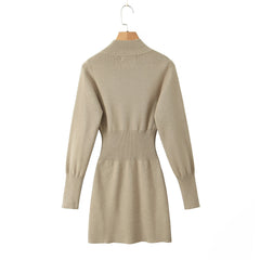 Solid Hip Hugging Split Knit Bodycon Dress