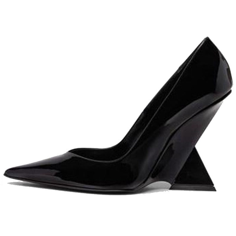 Patent Suede Unconventional High Heel Pumps