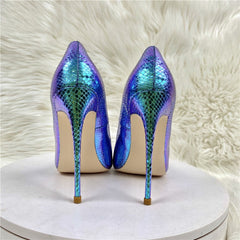 Pre Order:  Blue Holographic Snakeskin Pattern Stilettos