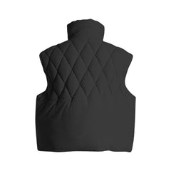 Tasseled Diamond Sleeveless Puffer Jacket