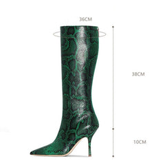 Green Serpentine Stiletto Boots