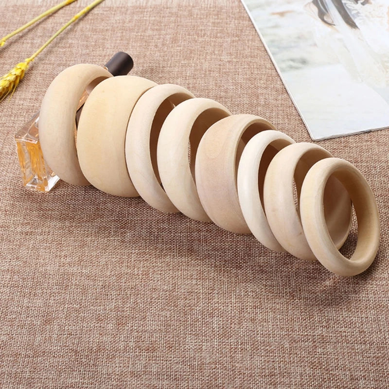 6 Pieces Blank Wood DIY Painting Bangle Bracelets