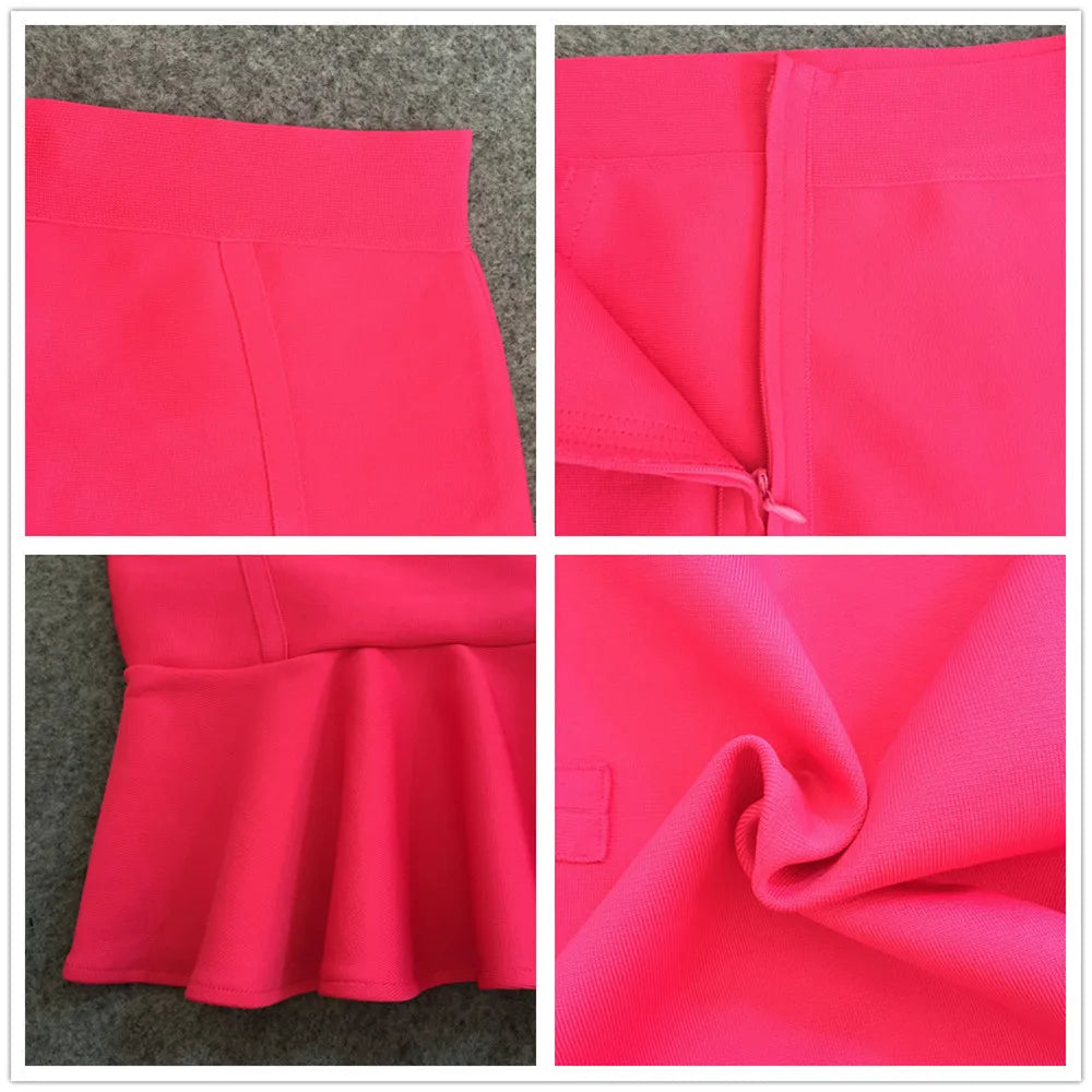 Elastic High Waisted Ruffled Bandage Skirt