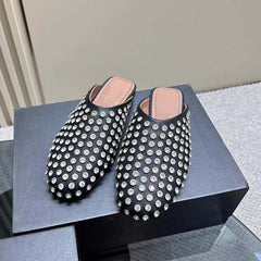 Casual Rhinestone Rivet Wrapped Head Sandals