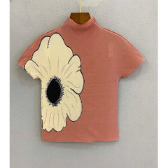 Printed Thin Pleated Stretchy Slim Fit Top