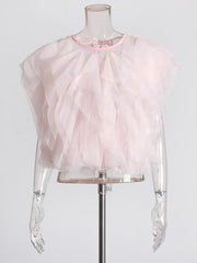 Splicing Ruffle Edge Mesh Top