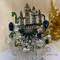 Retro Castle Crystal Brooch