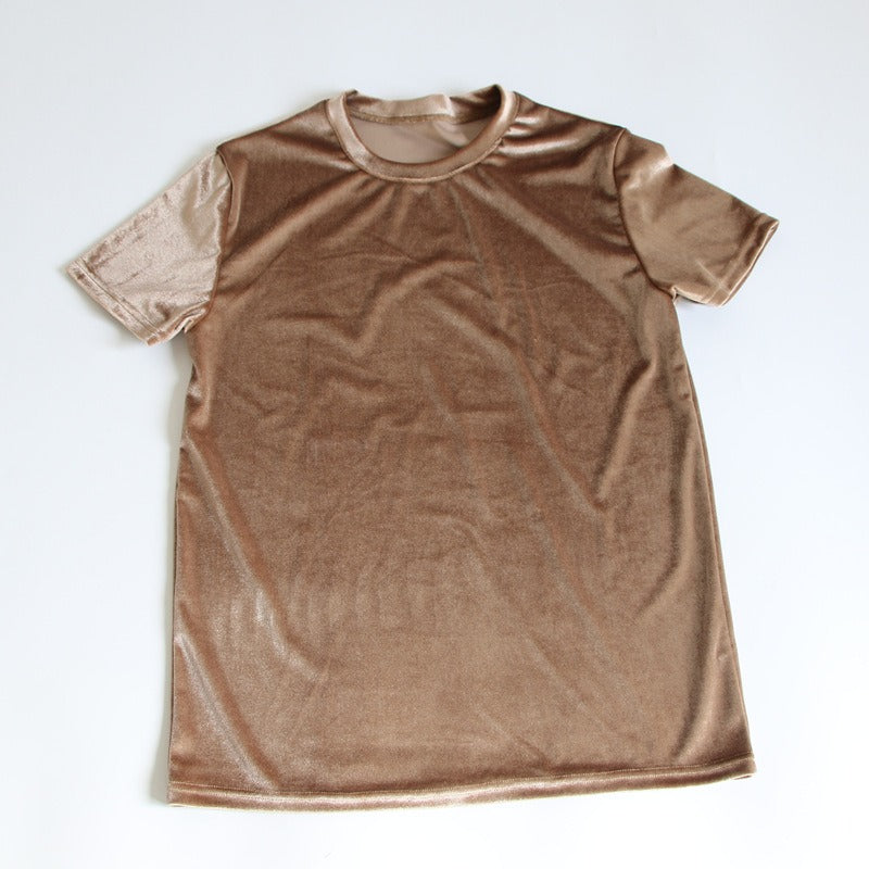 Velvet Solid Short Sleeve T-Shirt