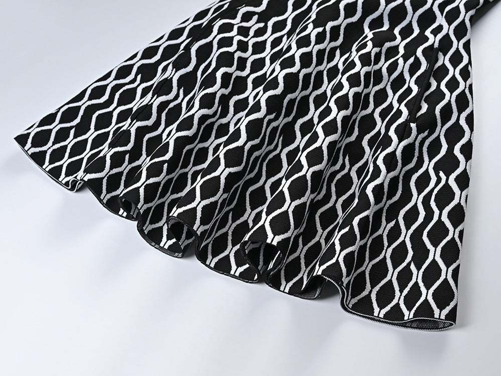 Short Patterned A-Line Dress