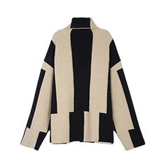 Striped Knit Pleated Loose Sweater