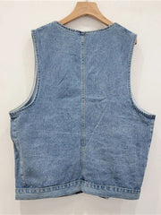 Denim Waistcoat Spliced Flowers Loose Vest