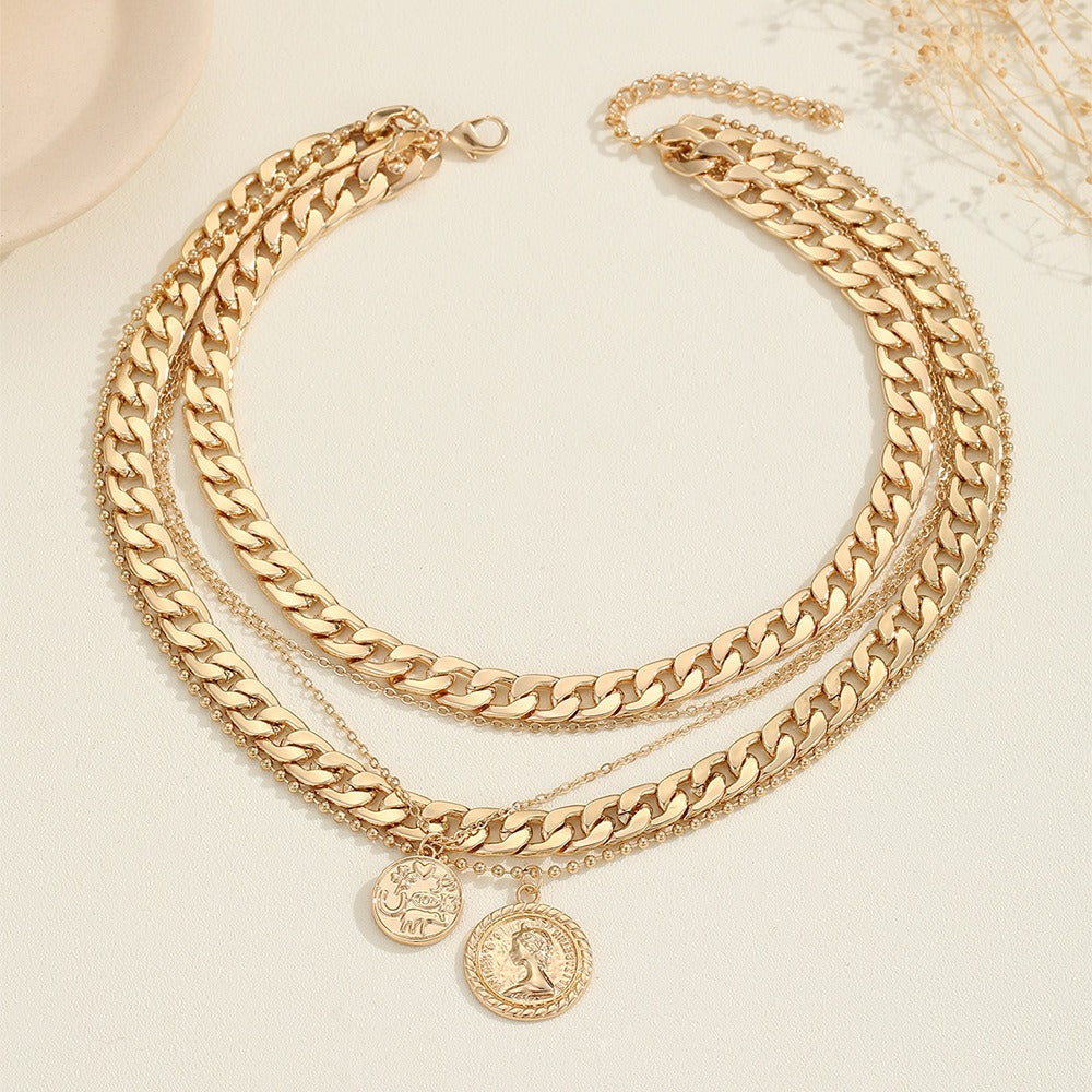 Retro Multi-Row Large Chain Necklace