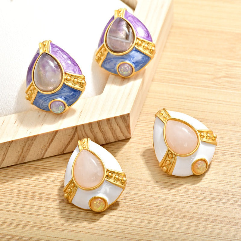 Retro Rhombus Glass Earrings
