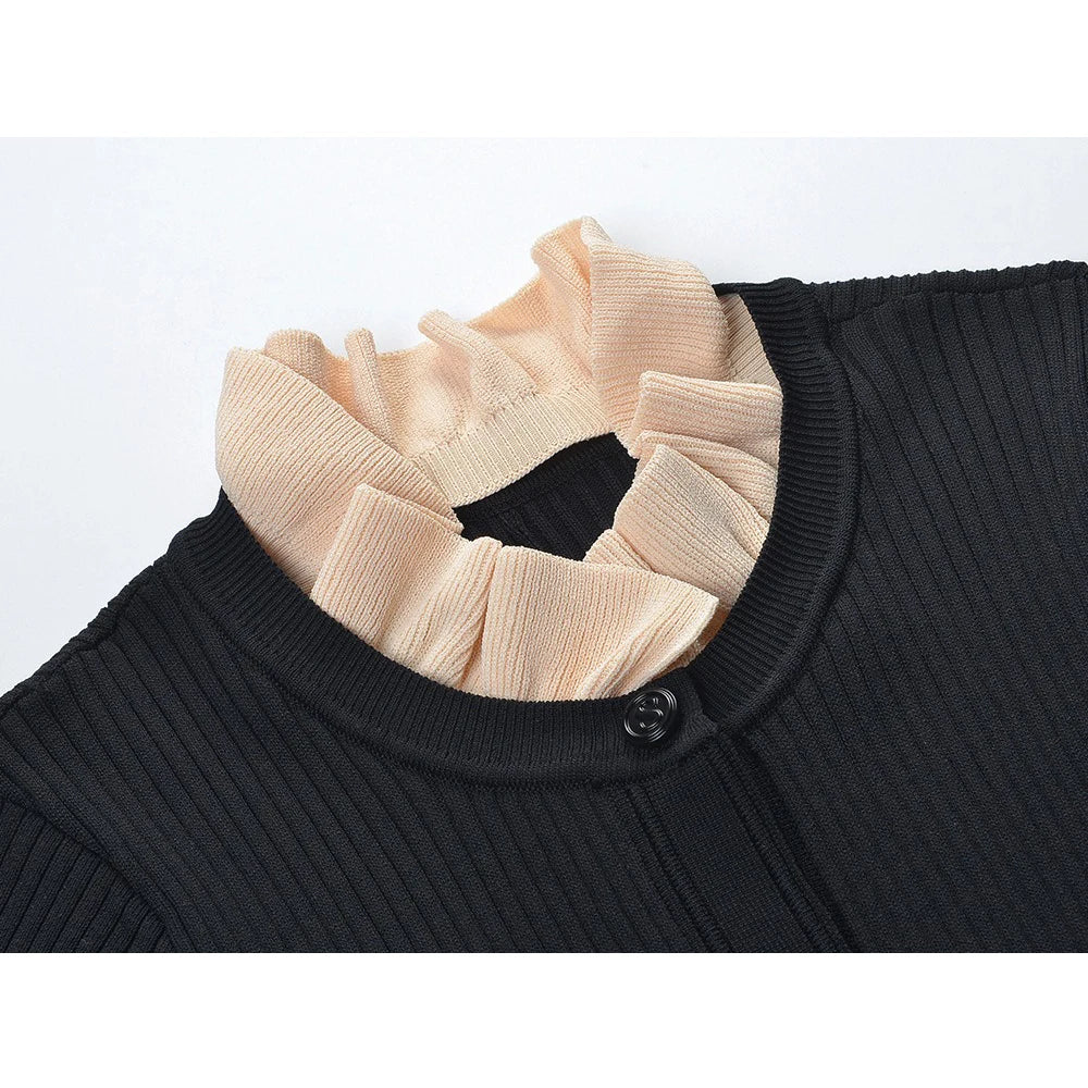 Chic French Ruffled Collar Long Sleeve Long Dress