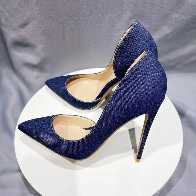 Open Side Denim Stilettos