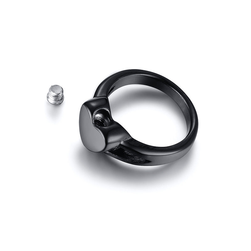 Titanium Steel Heart-Shaped Urn Casting Ring