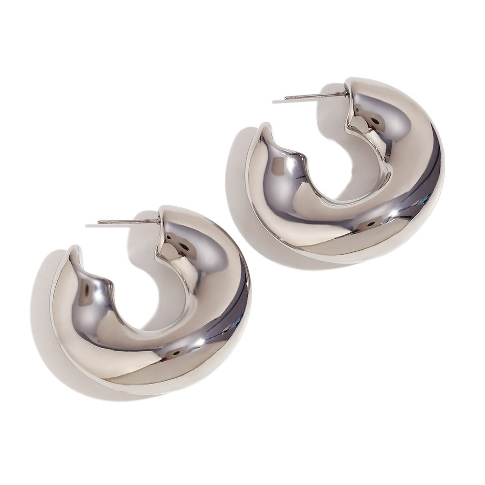 Gold Irregular Chunky Hoop Earrings