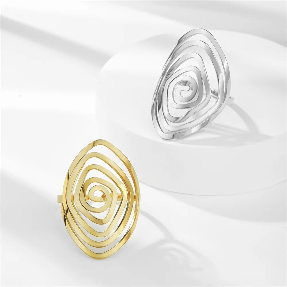 Spiral Maze Stainless Steel Ring