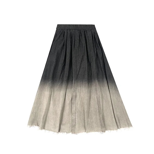 Casual Gradient Denim Long Skirt