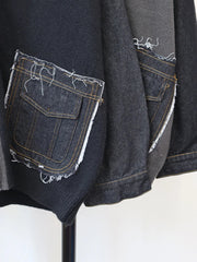 Denim Patch Pockets Loose Cardigan