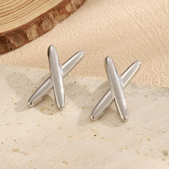 X- Shaped Stainless Steel Earrings