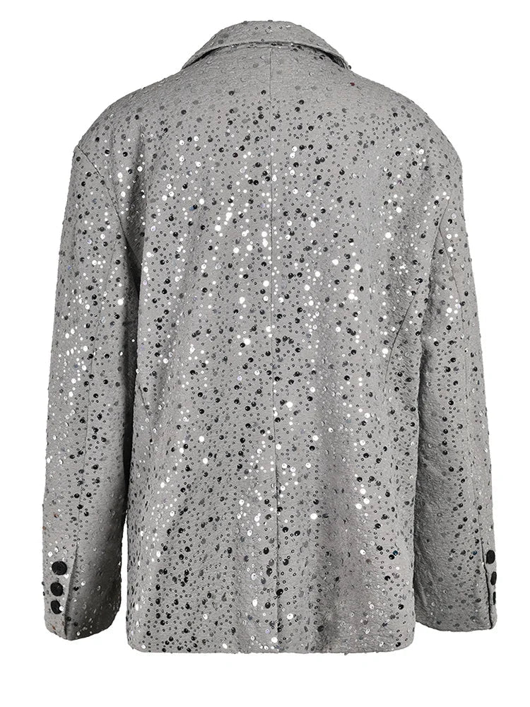 Sequins Single Breasted Big Size Blazer