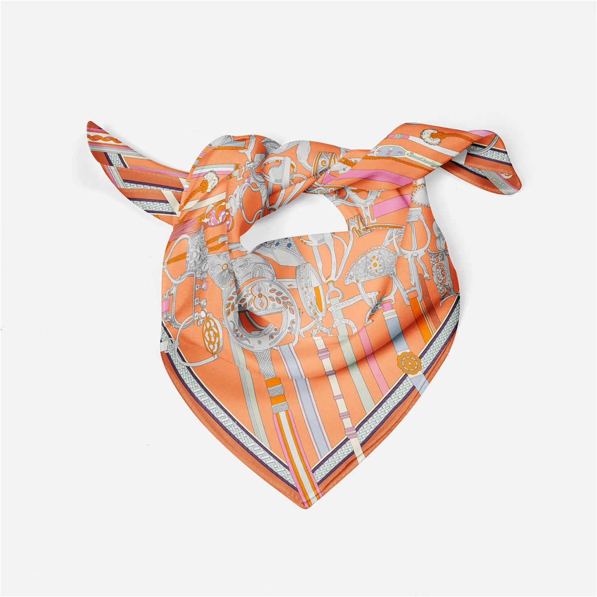 Horse Gear Print Square Scarf