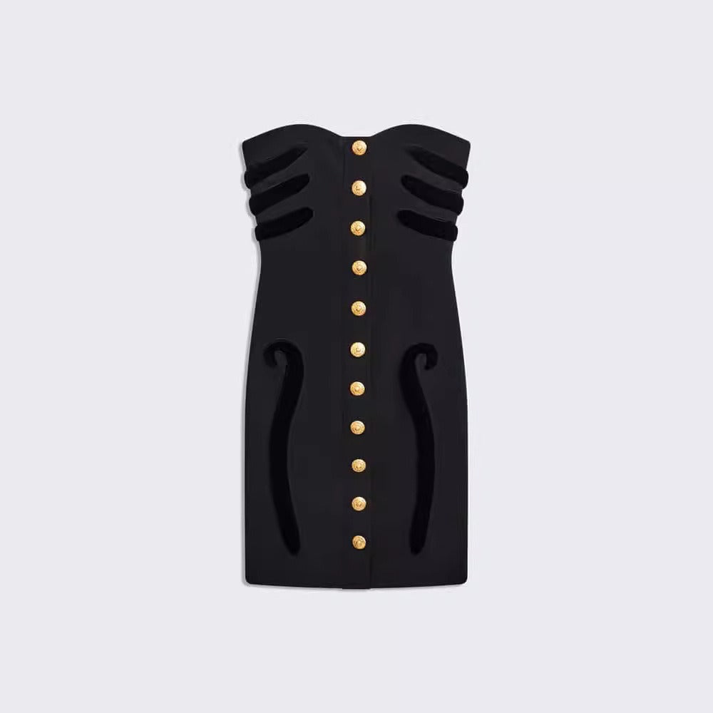 Solid Slim Fit Strapless Mini Dress