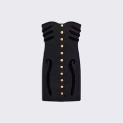 Solid Slim Fit Strapless Mini Dress