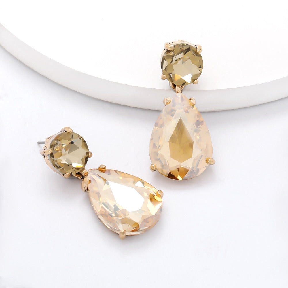 Glass Water Drop Alloy Earrings