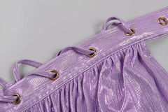 Solid Lace Up Hollow Out Dress