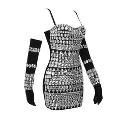 Studded Rhinestones Sleeveless Mini Dress