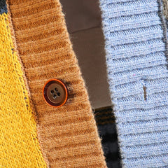Multicolor Grids Knitted Cardigan