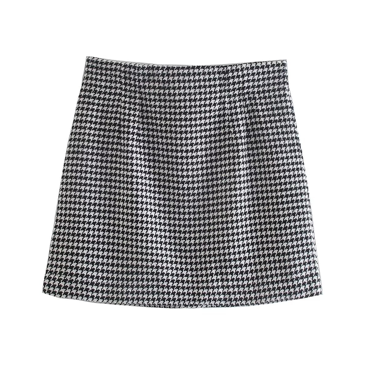 Houndstooth Print Vintage Mini Skirt