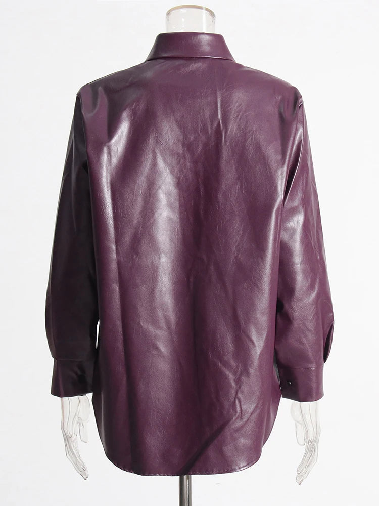 Dark Purple Faux Leather Jacket