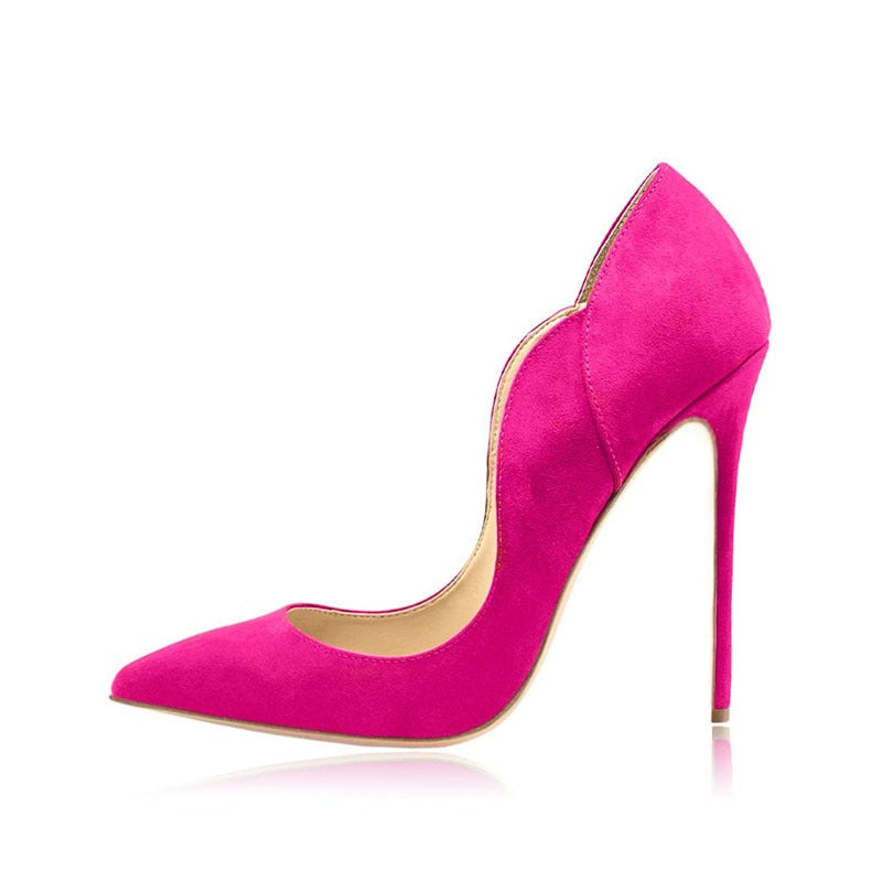 Contoured High Heels Suede Pumps