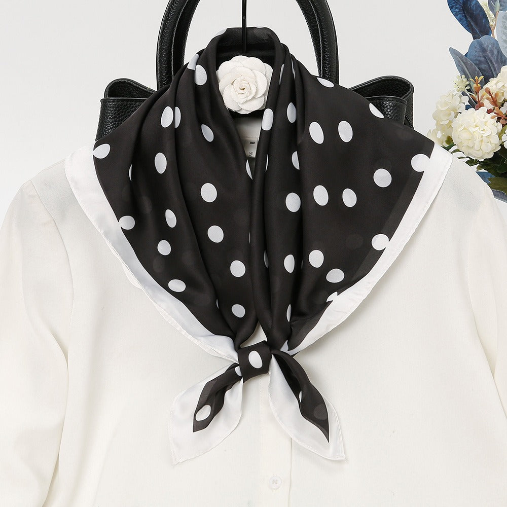 Polka Dots Faux Silk Scarf