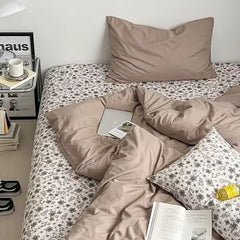 ins Nordic style floral bed sheet four-piece set quilt cover universal for four seasons single dormitory three-piece bedding