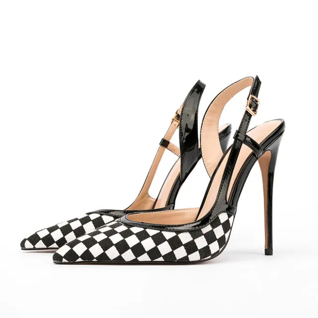 Checkerboard Pointed High Stiletto