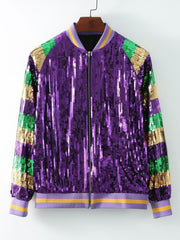 Purple Sequin Baseball Jacket