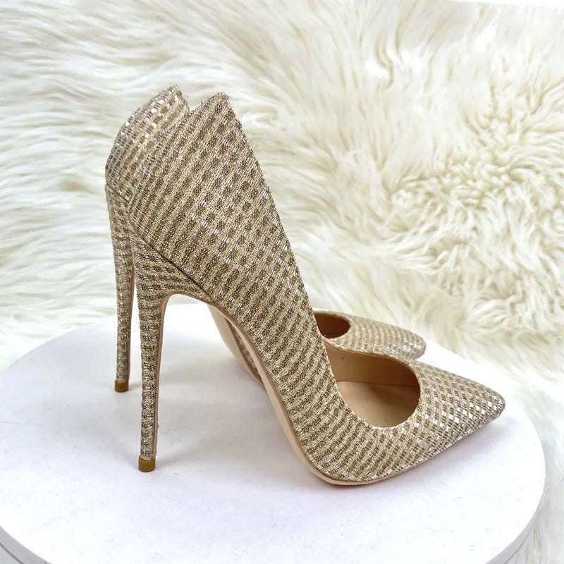 Glittery Gold Stiletto Pumps