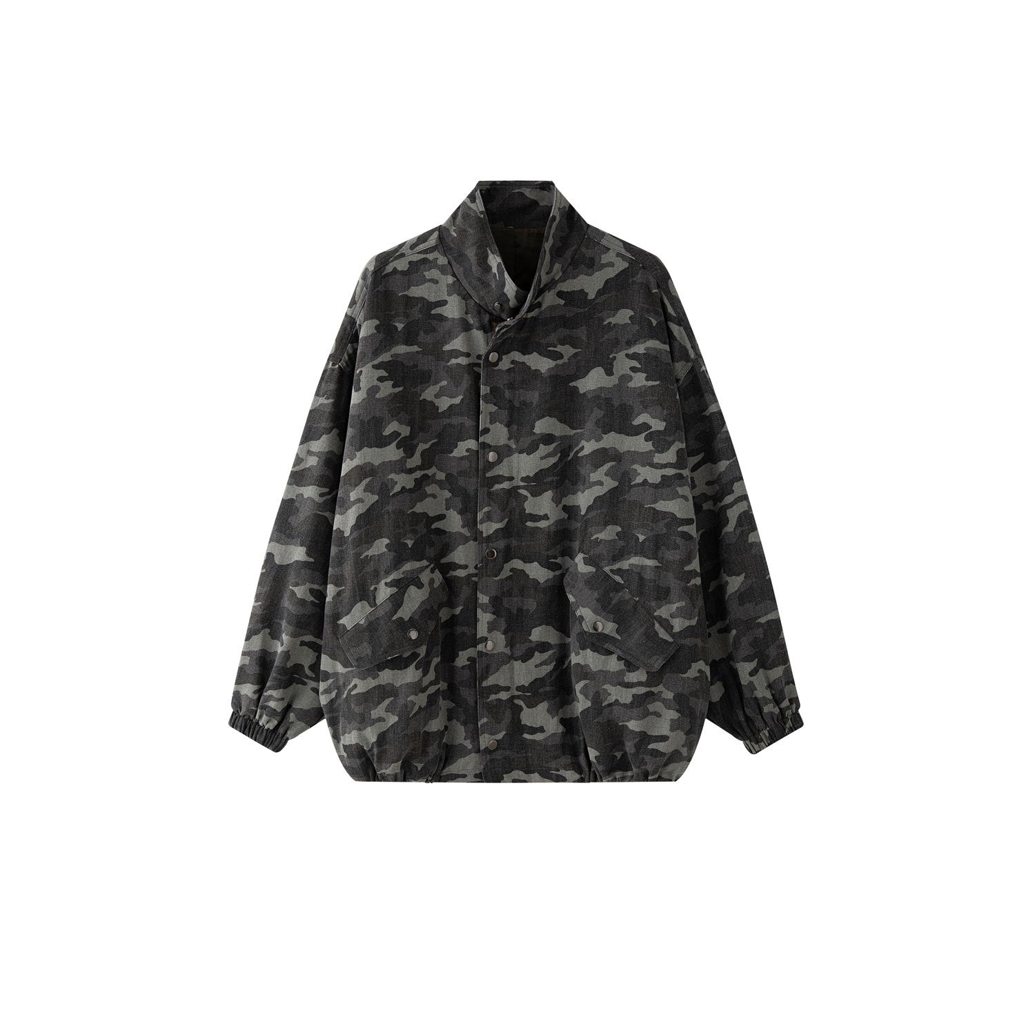 Casual Zip Up Loose Camouflage Jacket