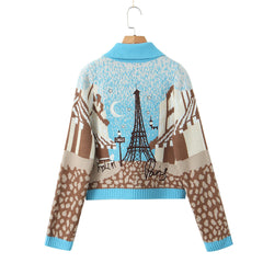 Paris Street Knitted Blue Cardigan